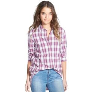 Madewell Womens plaid button down, raspberry blue, cotton, Size  XXS